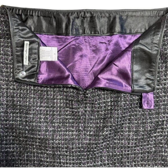 Dalia Collection‎ Modern Fit Gray Purple Woven Knit Straight Pencil Skirt - Picture 6 of 11